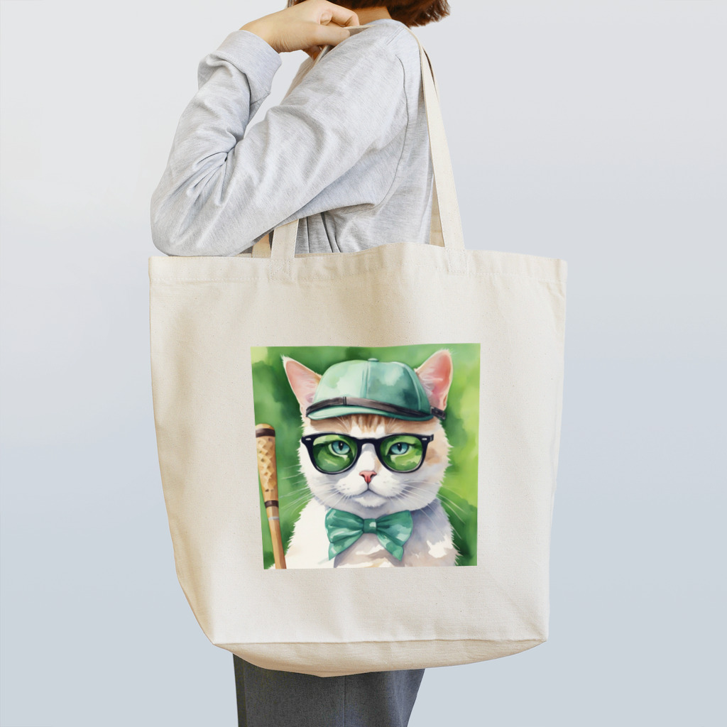 ryusky_333のサングラスをかけた猫がゴルフに集中！ Tote Bag