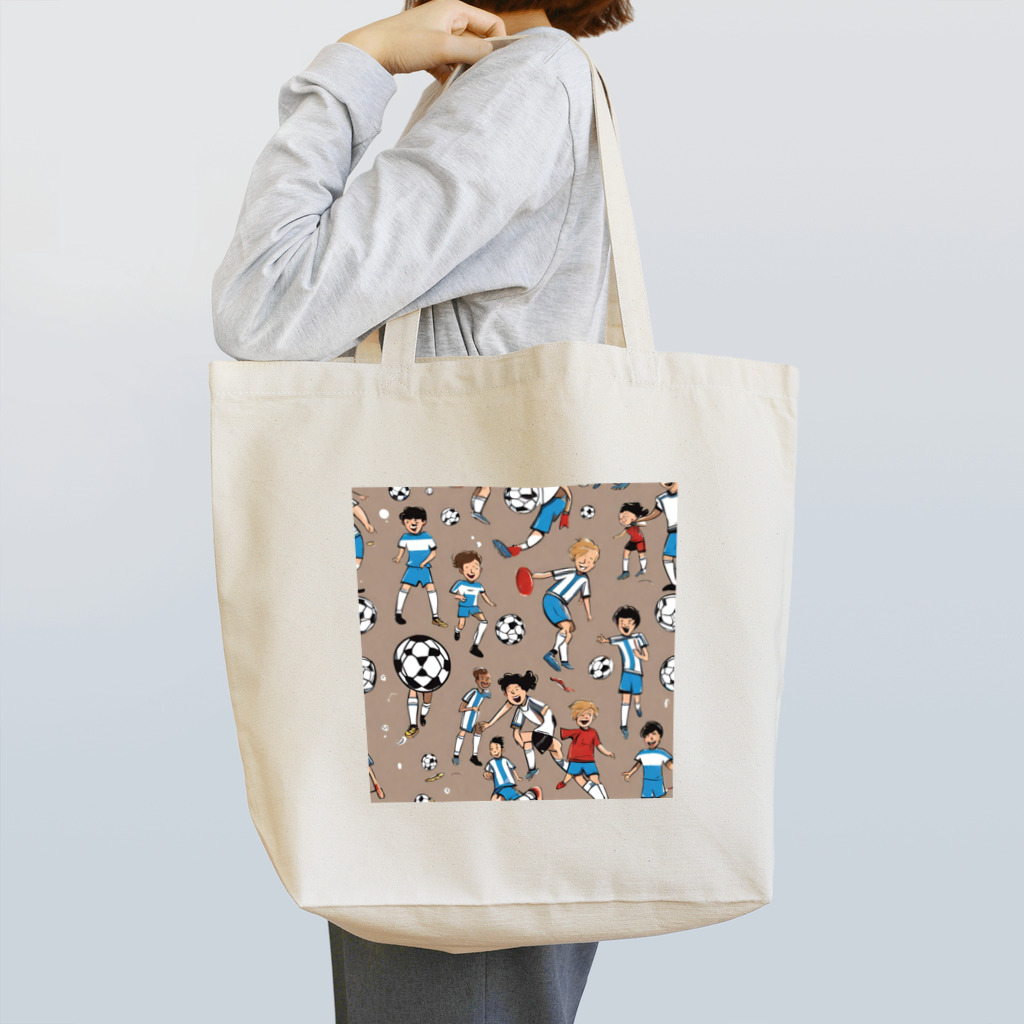 子供と嫁と時々わたしのサッカー小僧 Tote Bag