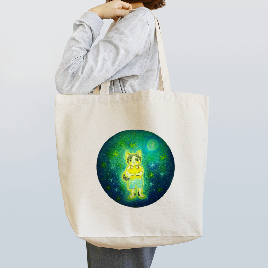 『星月夜の猫』（安財ちずかのイラストグッズONLINE SHOP）の星月夜・猫の幻想物語 Tote Bag