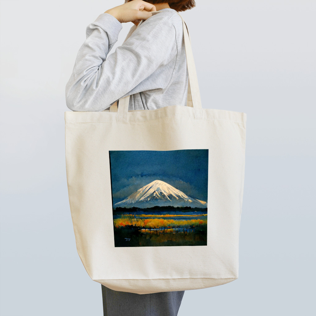 AiNessの日本絵画風の富士山 トートバッグ