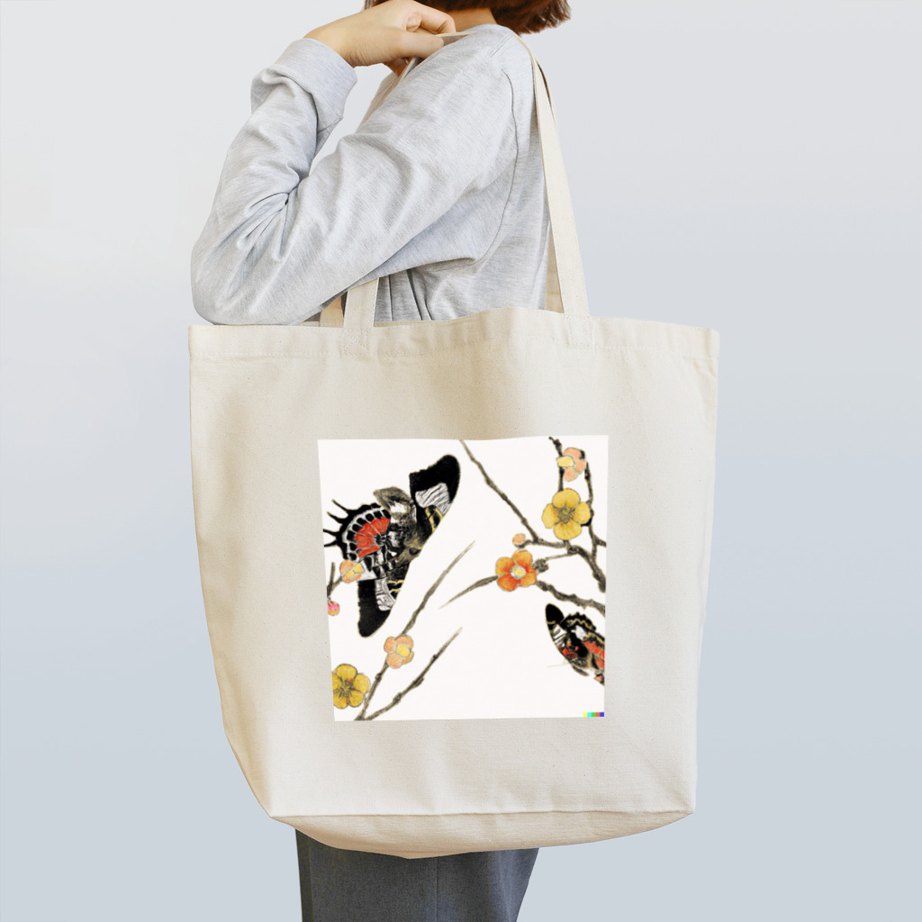 Spirit of 和の梅の花に飛ぶ蝶 Tote Bag