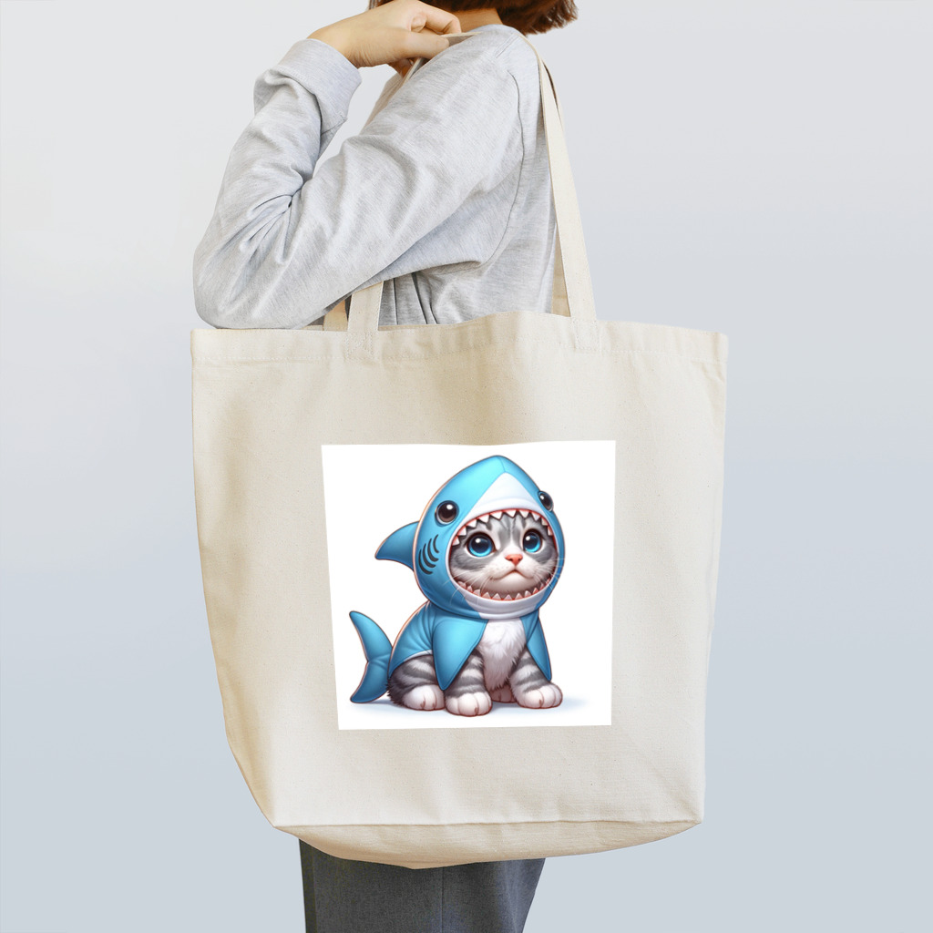 IloveCatのサメのフードを被った子猫 Tote Bag