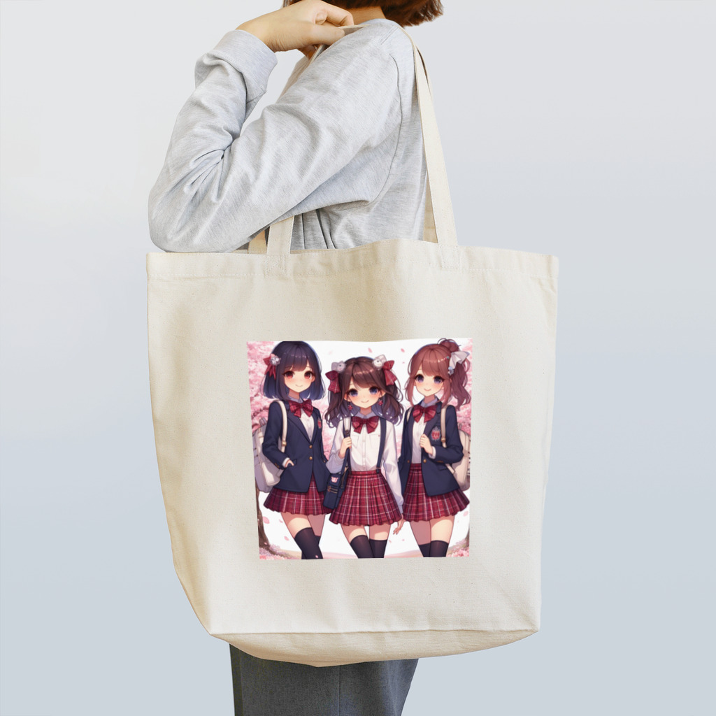 【AI】アルゴリズムアトリエ【デザイン】のAIが作った可愛い制服の女の子 Tote Bag