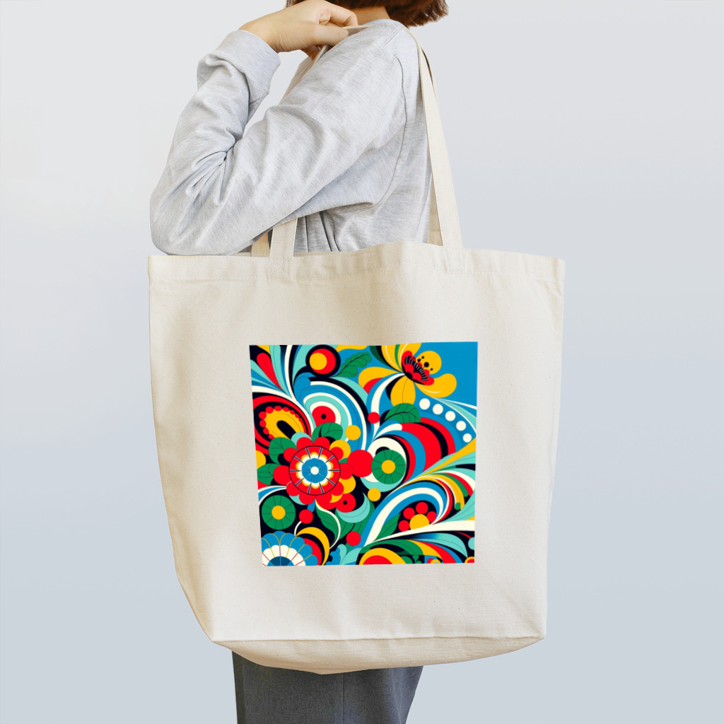 saqui.comのブルーベースの北欧柄 Tote Bag