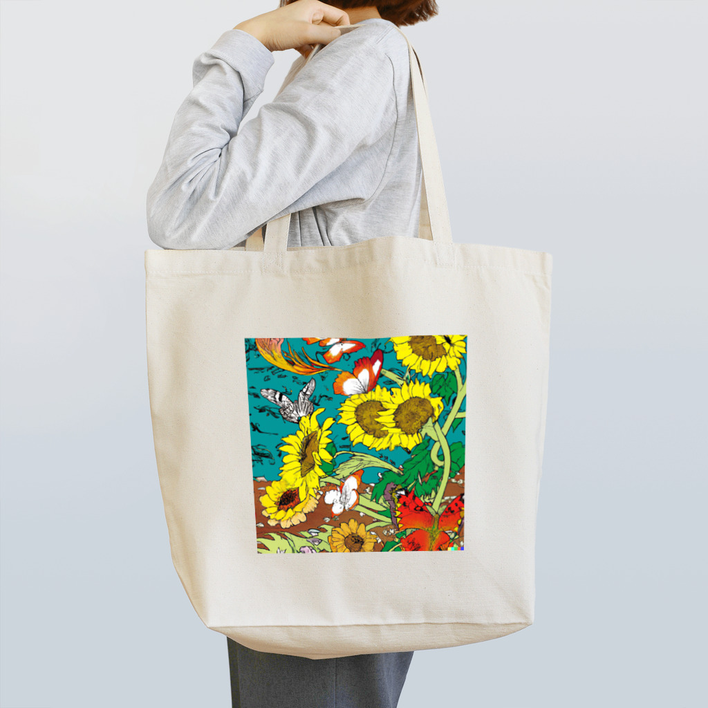 Spirit of 和の蝶が舞いひまわりの咲く日 Tote Bag