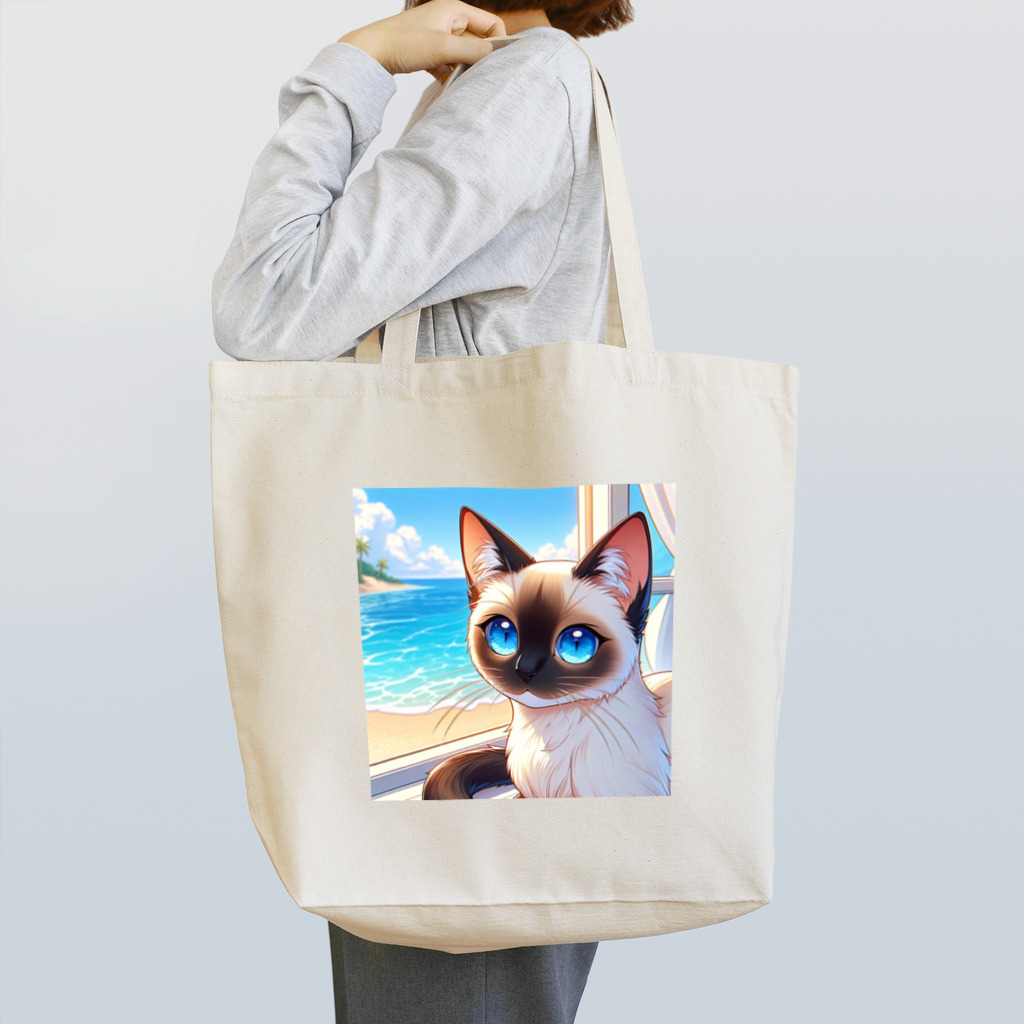 Horizon360のシャム猫のサファイヤ海に輝く Tote Bag