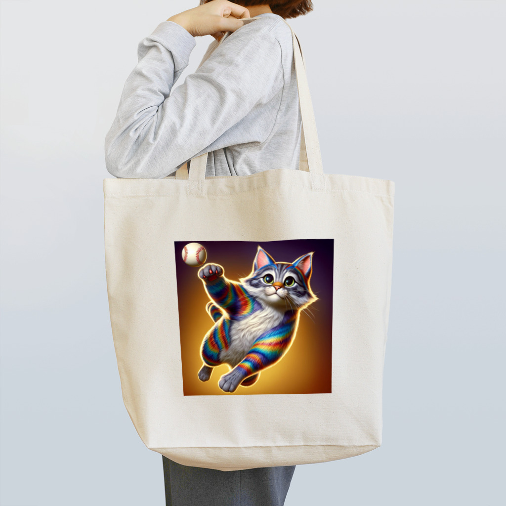 ニャーちゃんショップのジャンピングスローだニャ Tote Bag