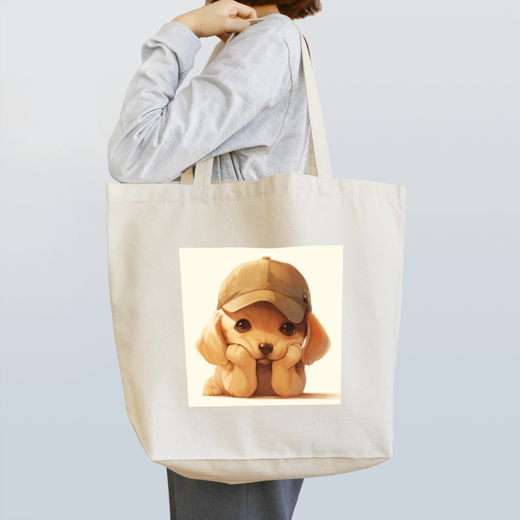 AQUAMETAVERSEのキャプをかぶった可愛い子犬 Marsa 106 Tote Bag