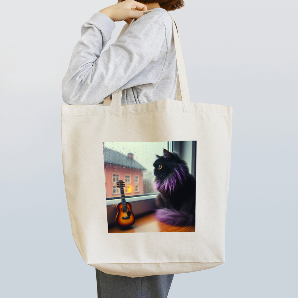 momonekokoの雨とギターと猫 Tote Bag