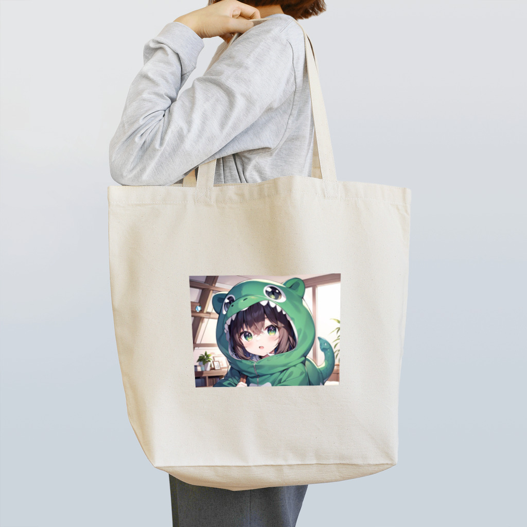 neko_28の恐竜の着ぐるみを着た女の子 Tote Bag