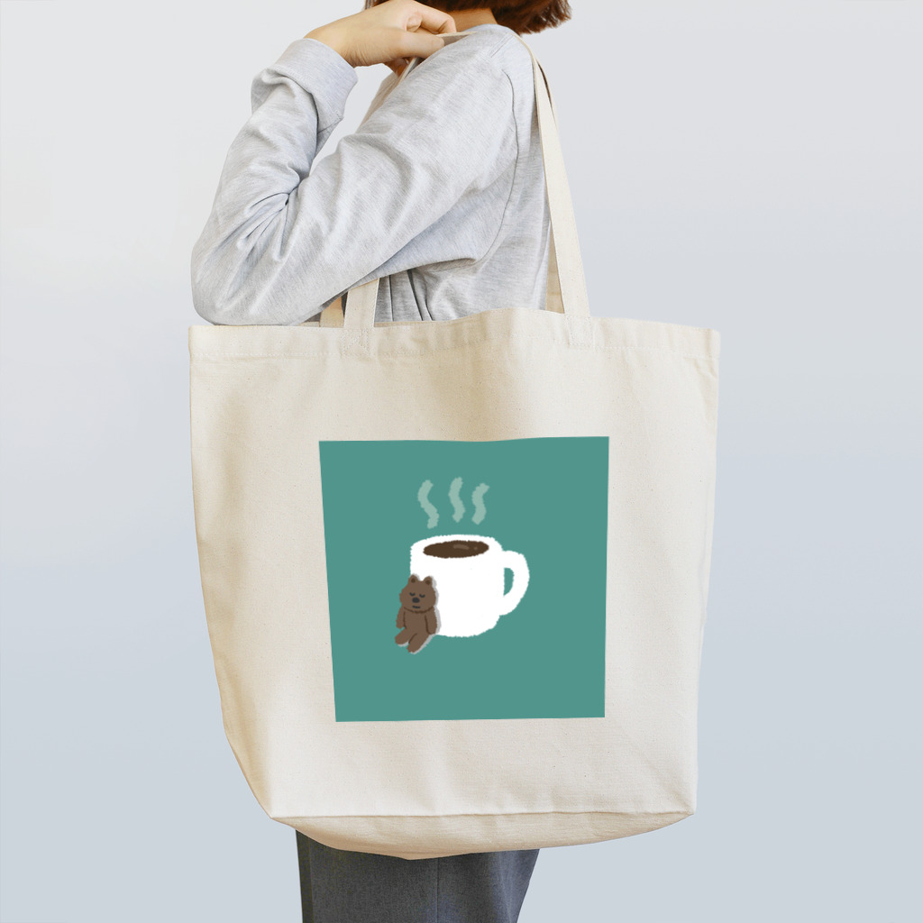 kuchi（口で描く絵）のコーヒーとねむりくま Tote Bag