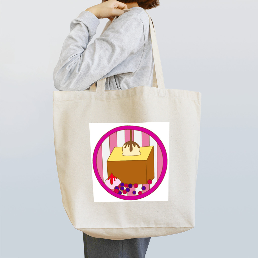 kaekoのフレンチトースト  ピンクストライプ トートバッグ