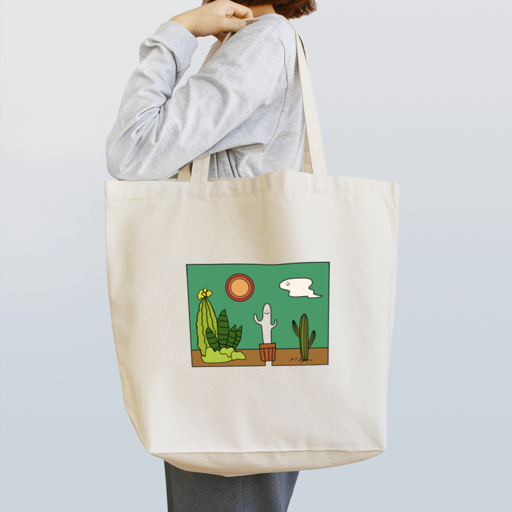 こなみの《透過版》まねっこサボテン  コマくんとフキダシおばけ Tote Bag