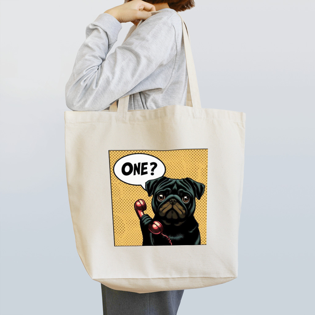 黒パグ🖤Black Pug laboratory🖤のONE? Pug series Tote Bag