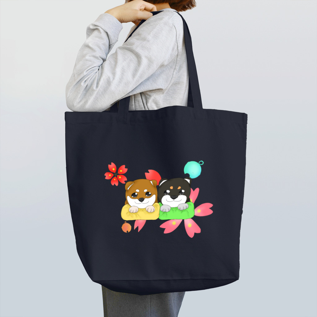 Lily bird（リリーバード）の柴犬ベビーず 和柄背景① Tote Bag