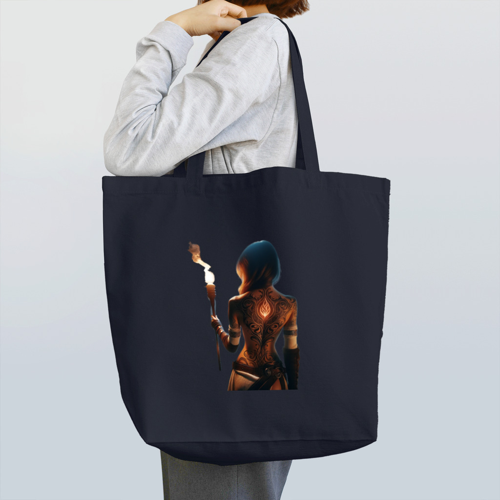 hoodie styleの松明を持つ女性 Tote Bag