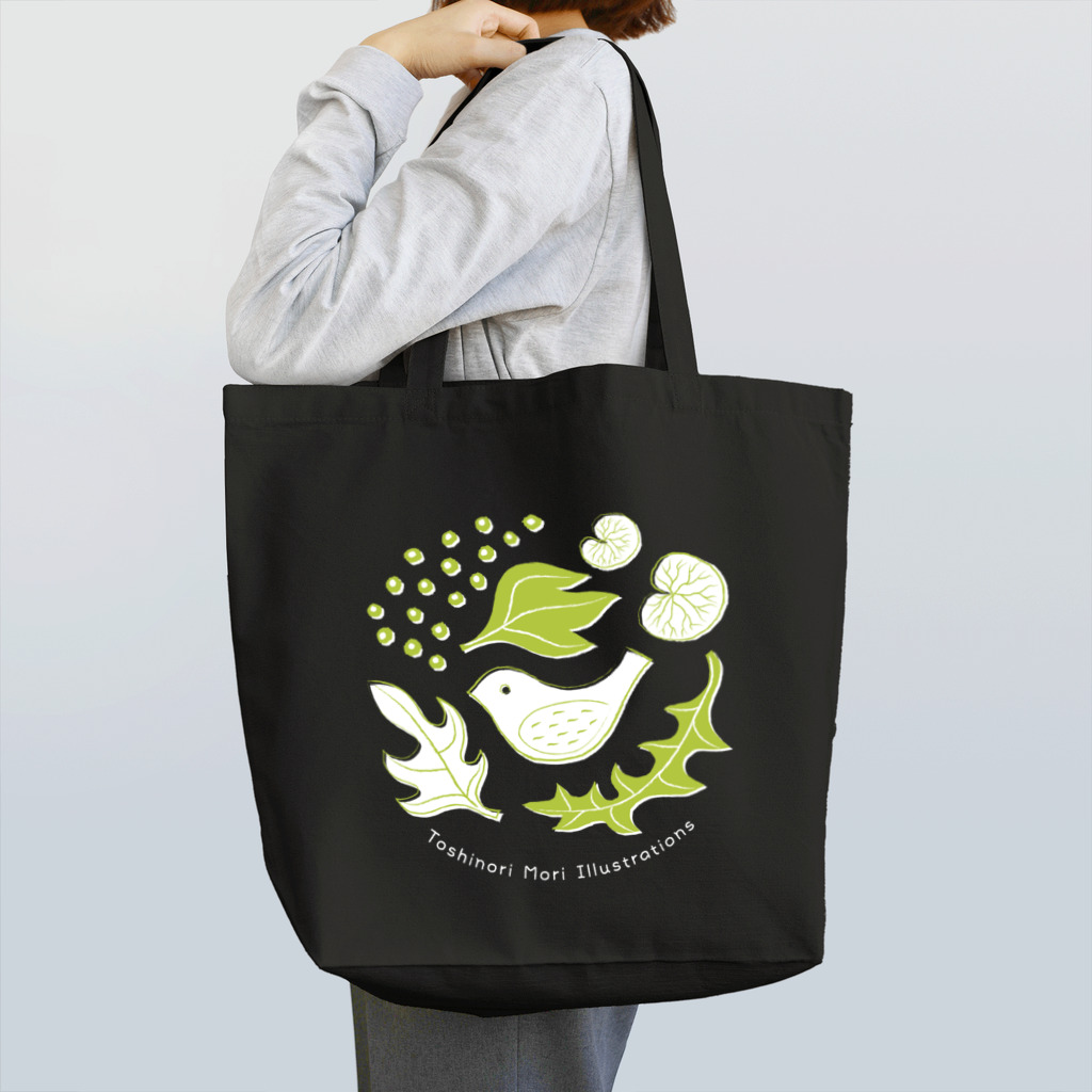 TOSHINORI-MORIの鳥と野ぶどう（キミドリ） トートバッグ