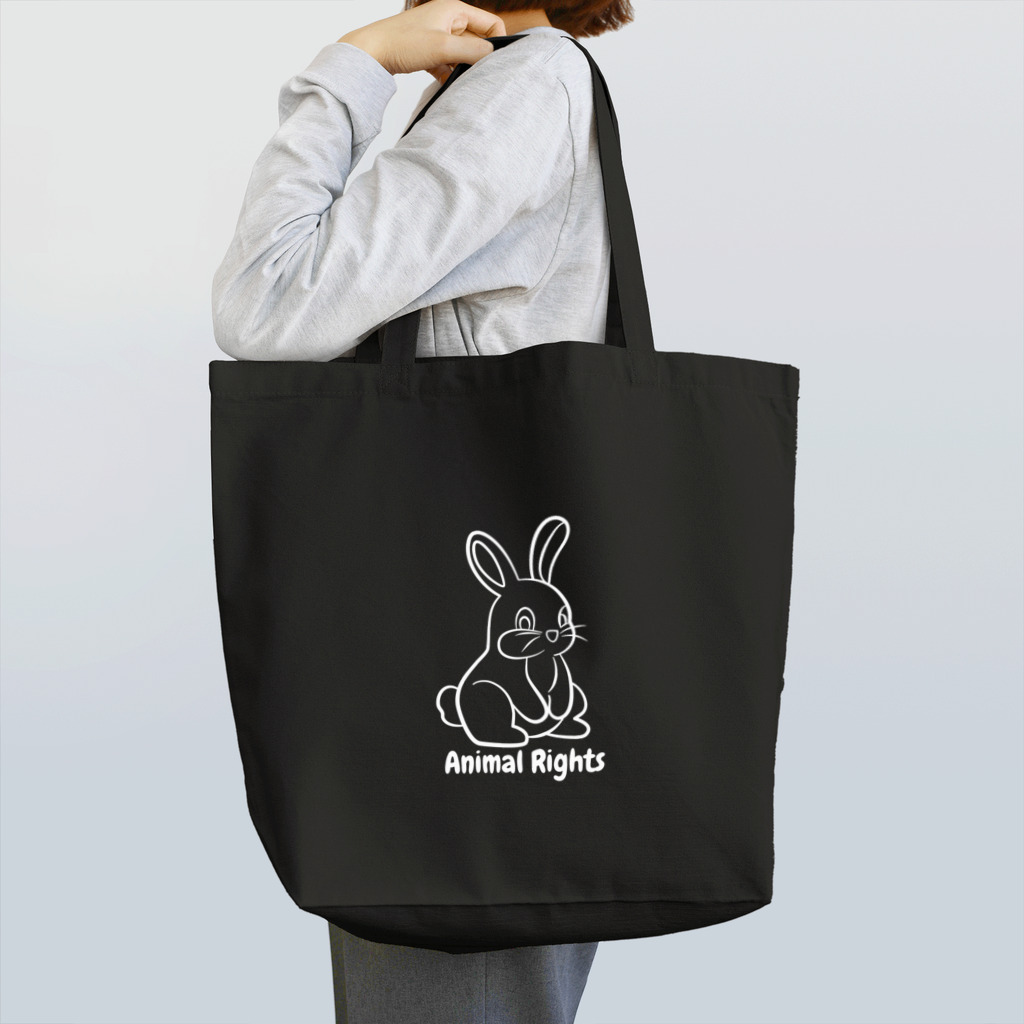 VEGAN SHOP FREEのアニマルライツうさちゃん（白） Tote Bag