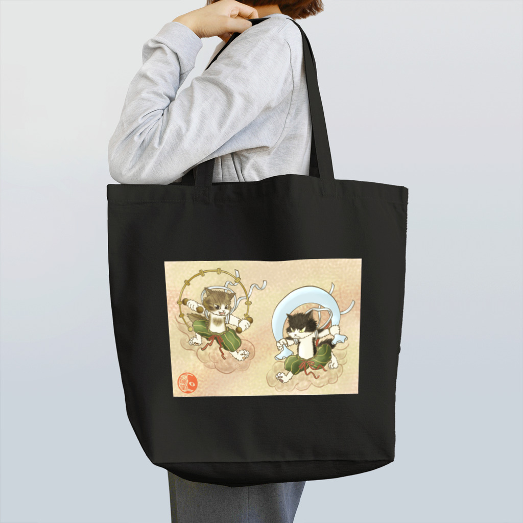 ねこや久鶻堂の風猫雷猫図屏風 Tote Bag