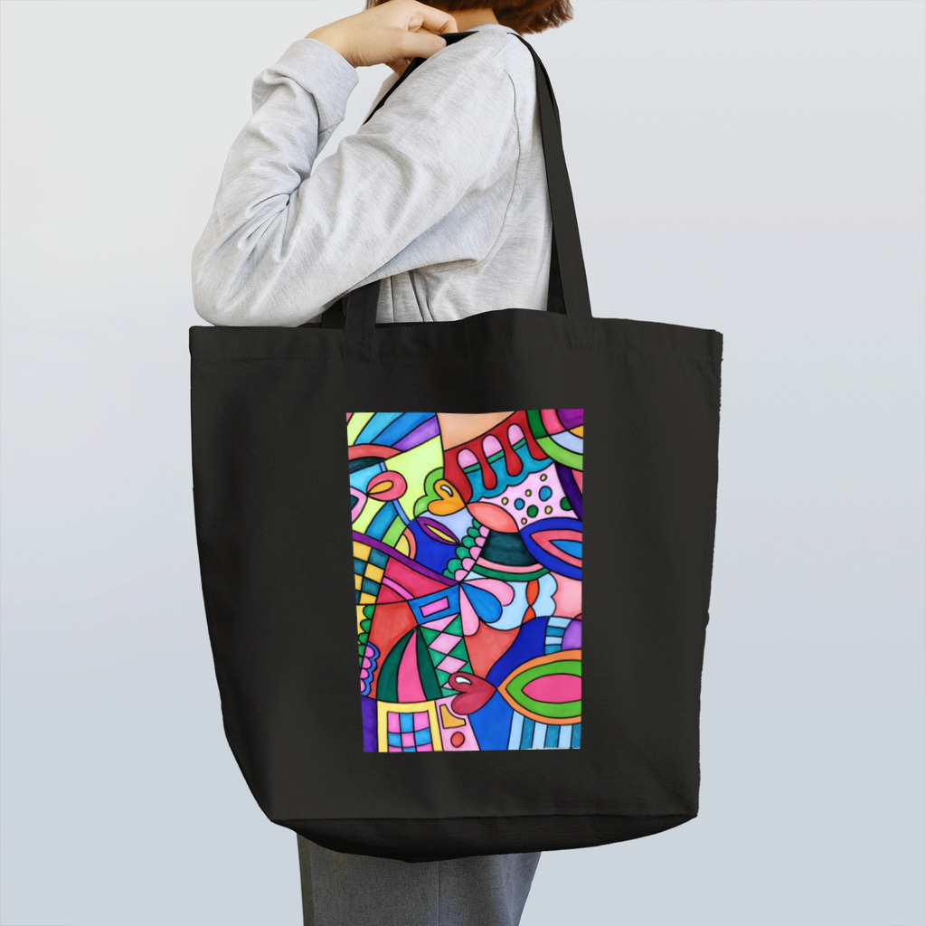 結華の障害者アート 手描きイラスト カラフル Tote Bag