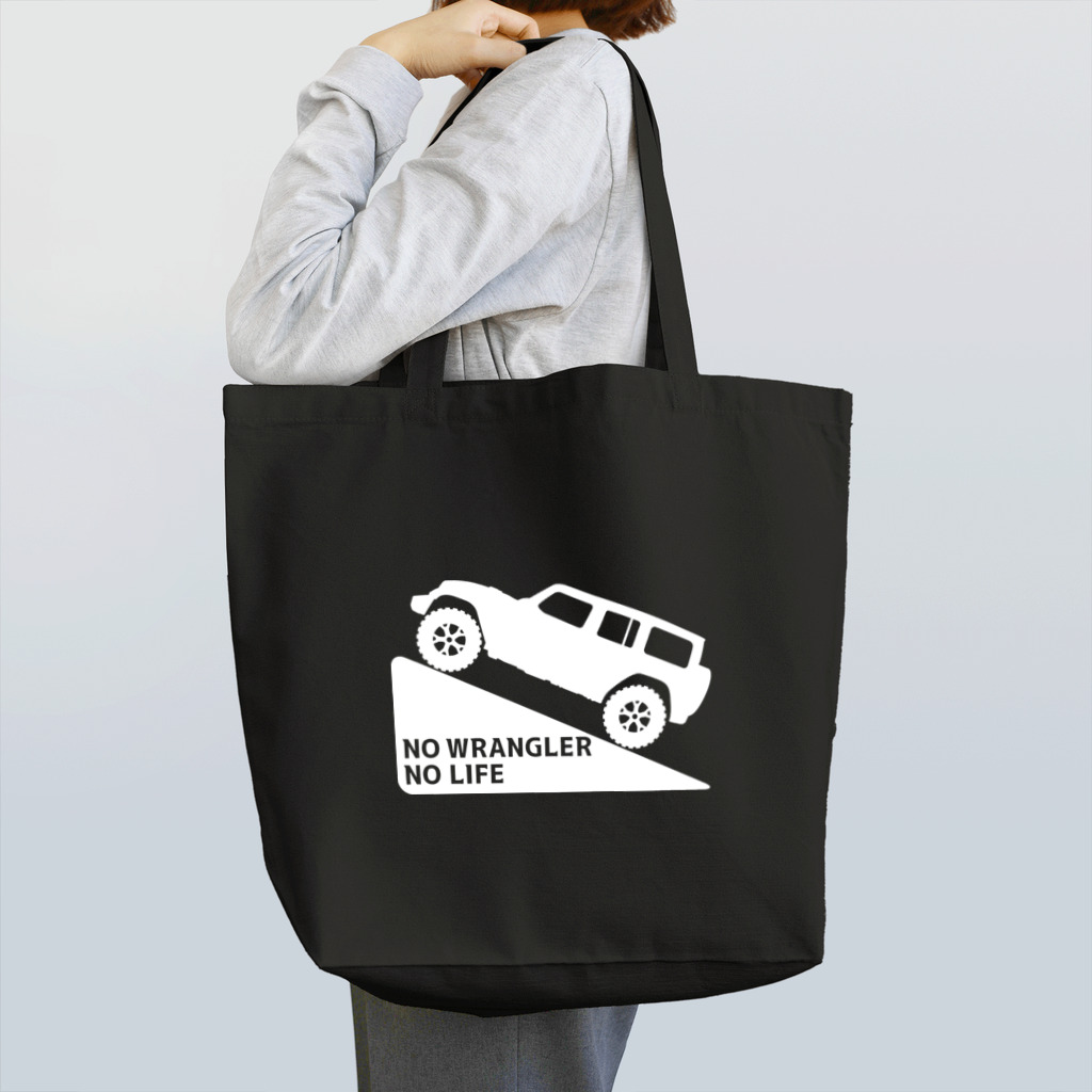 QUQU_WORKSのノーラングラーノーライフ 登坂デザイン ジープ ホワイト Tote Bag