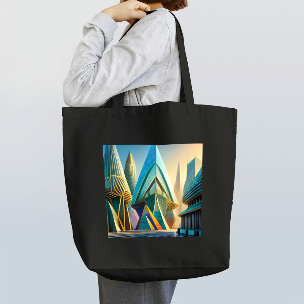 のんびりアート工房のジオメトリック都市 Tote Bag