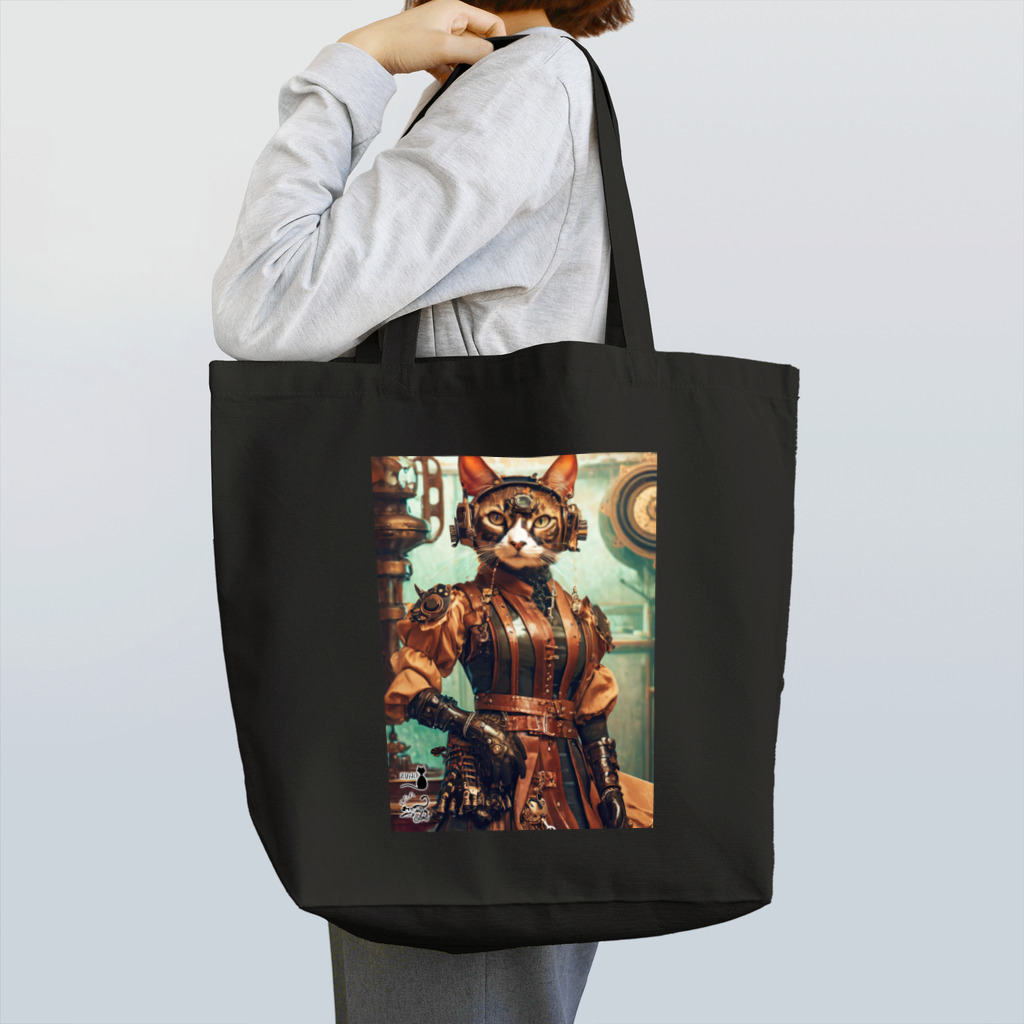 NyaoTokyoの王立図書館司書 兼 探検家助手「ラベンナ」猫 スチームパンク トートバッグ