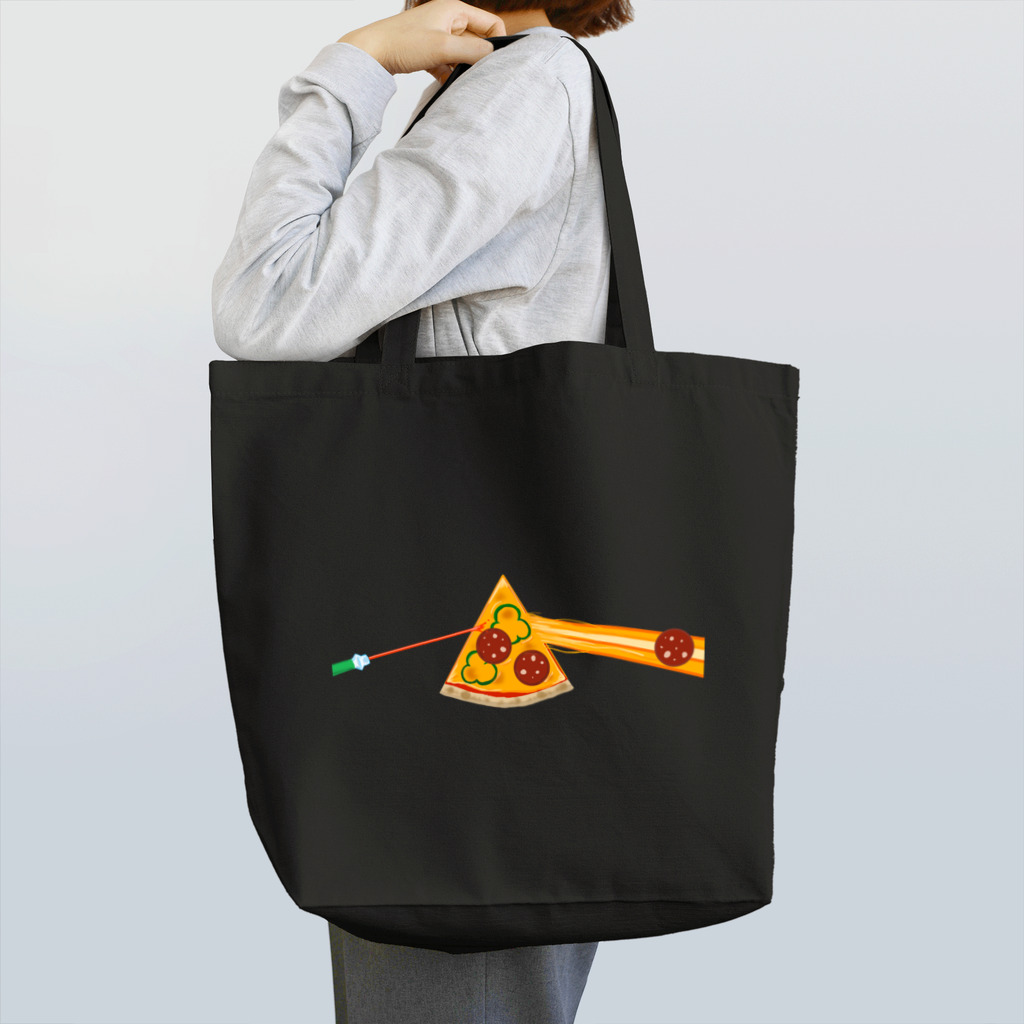 レコードの巣の狂気とチーズほとばしるピザ Tote Bag