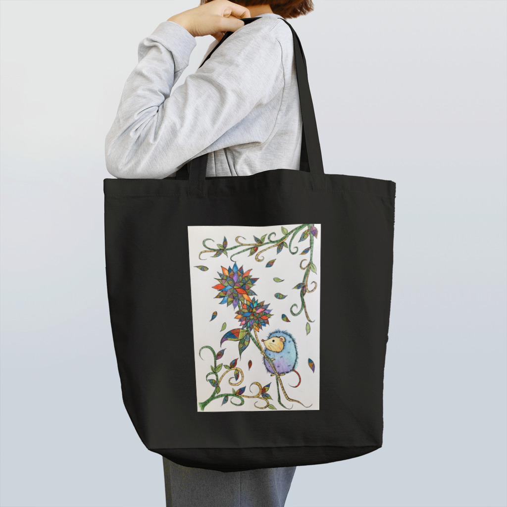 suuのカラフルな花とハリネズミ Tote Bag