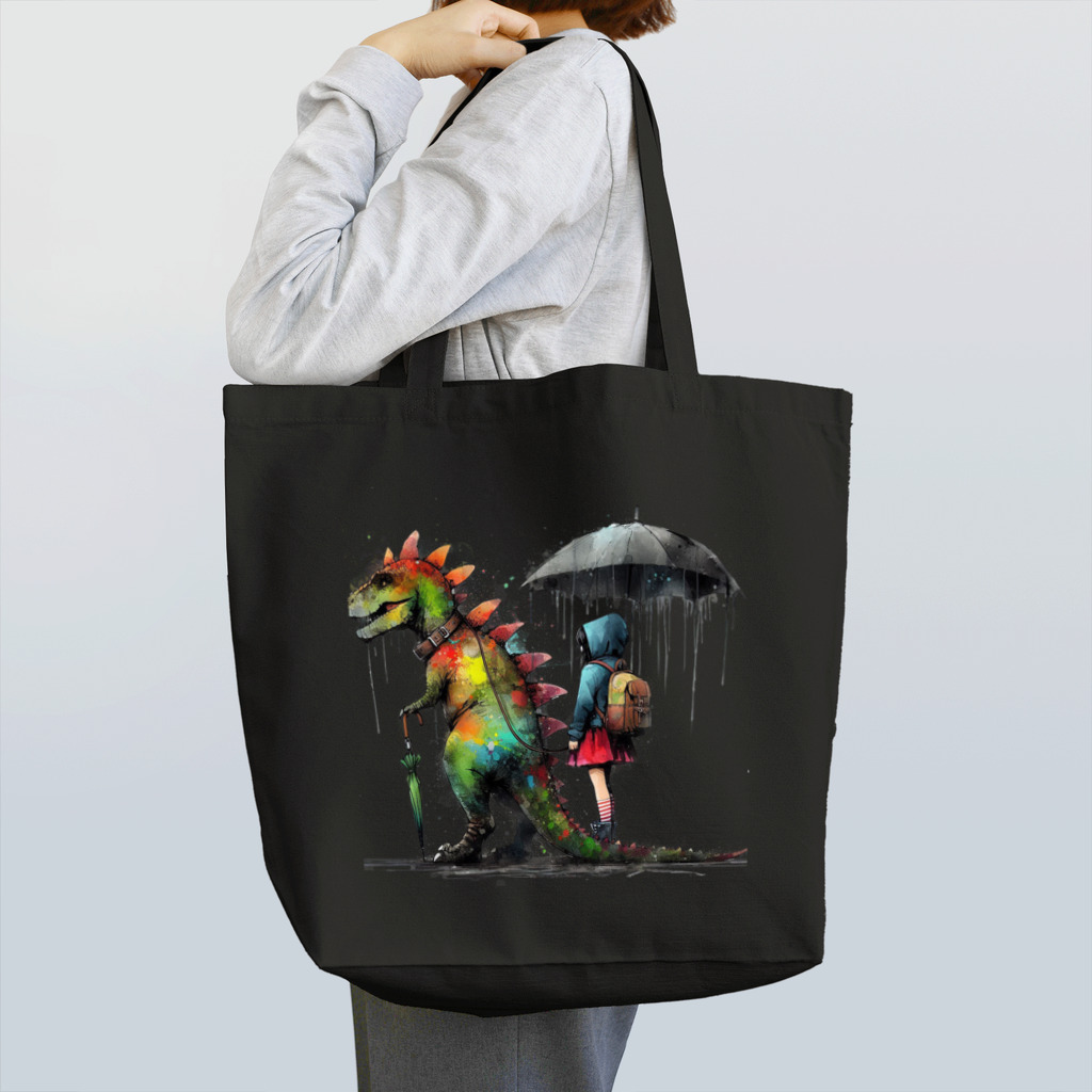 PALA's SHOP　cool、シュール、古風、和風、の恐竜と少女　Ⅱ Tote Bag