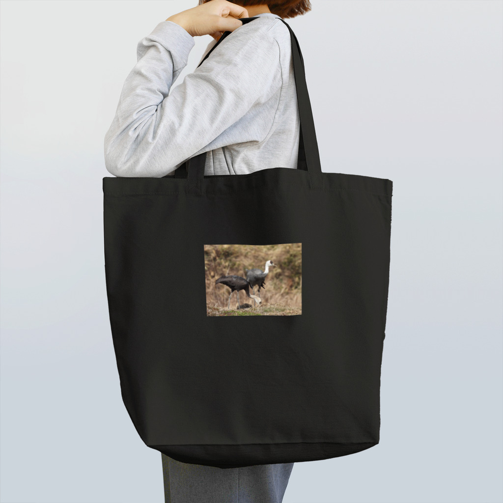 カワセミLOVEのナベヅル親子 トートバッグ