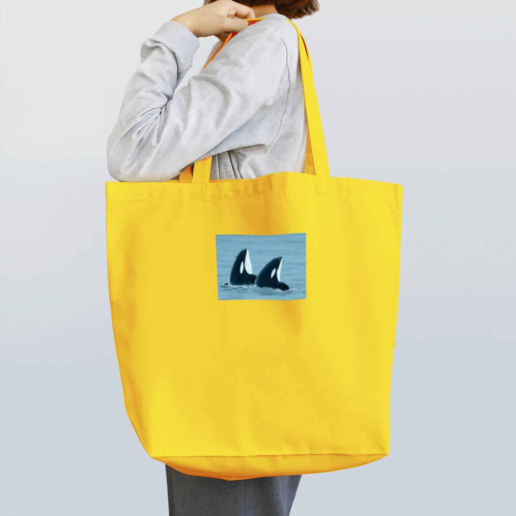 Ori-iro　イルカやシャチをお届け！のダブルスパイホップシャチ Tote Bag
