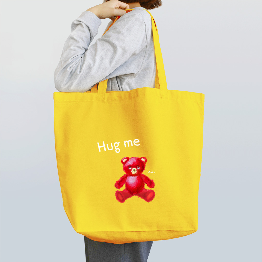 cocoartの雑貨屋さんの【Hug me】（赤くま） w トートバッグ