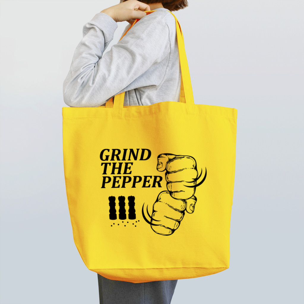 オノマトピアのペッパーミル・パフォーマンス（GRIND THE PEPPER）文字黒 Tote Bag