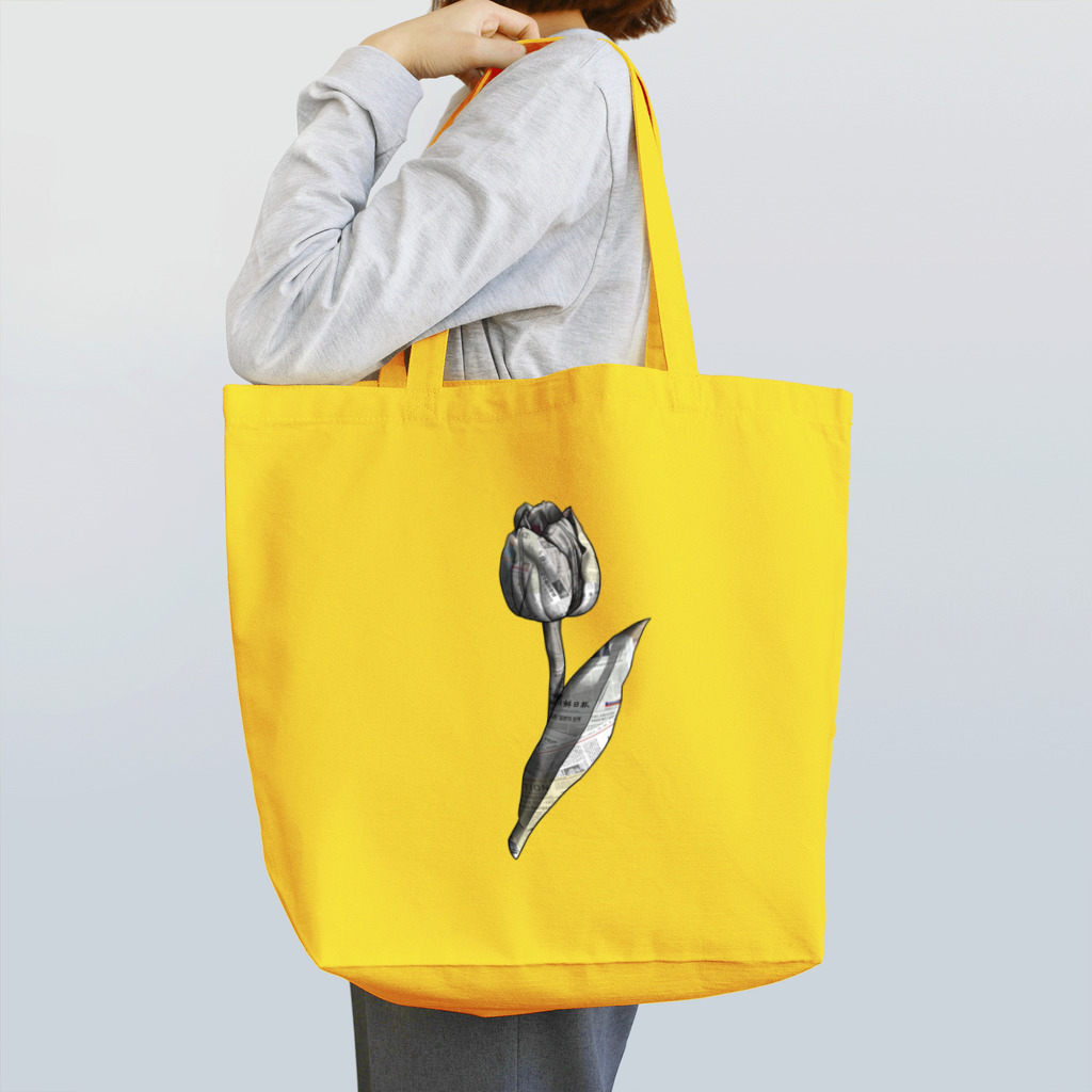 御絵描坊主髑髏(OEKAKI_BO-Z DOKURO)のチューリップ(新聞) Tote Bag