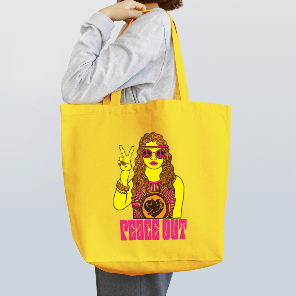 420 MUSIC FACTORYのPeace out（じゃあまたね）ヒッピー Tote Bag