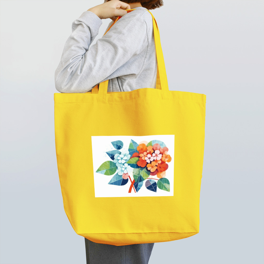 太陽の光に包まれて　Wrapped in Sunlightのオレンジブルーハイドレンジア Tote Bag