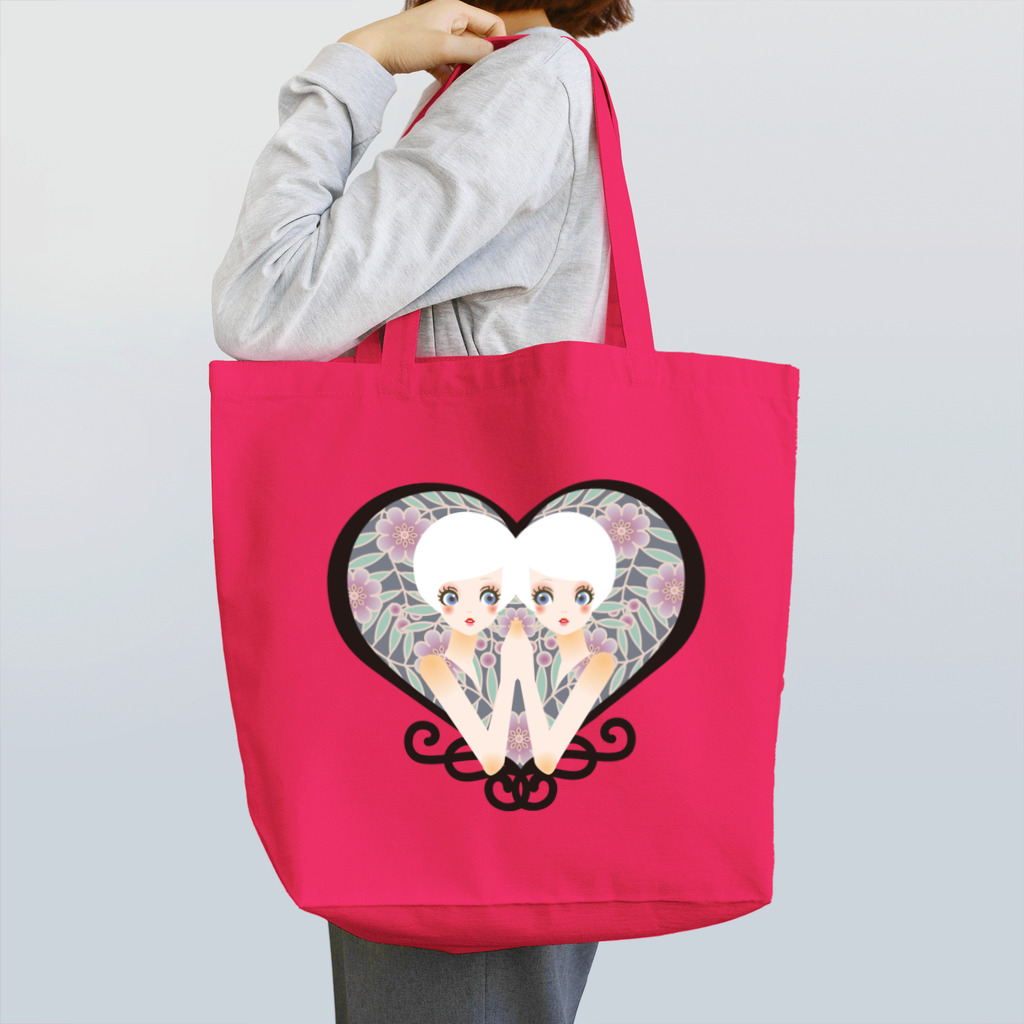 アトリエ縁 -yukari-のTwins(黒) Tote Bag