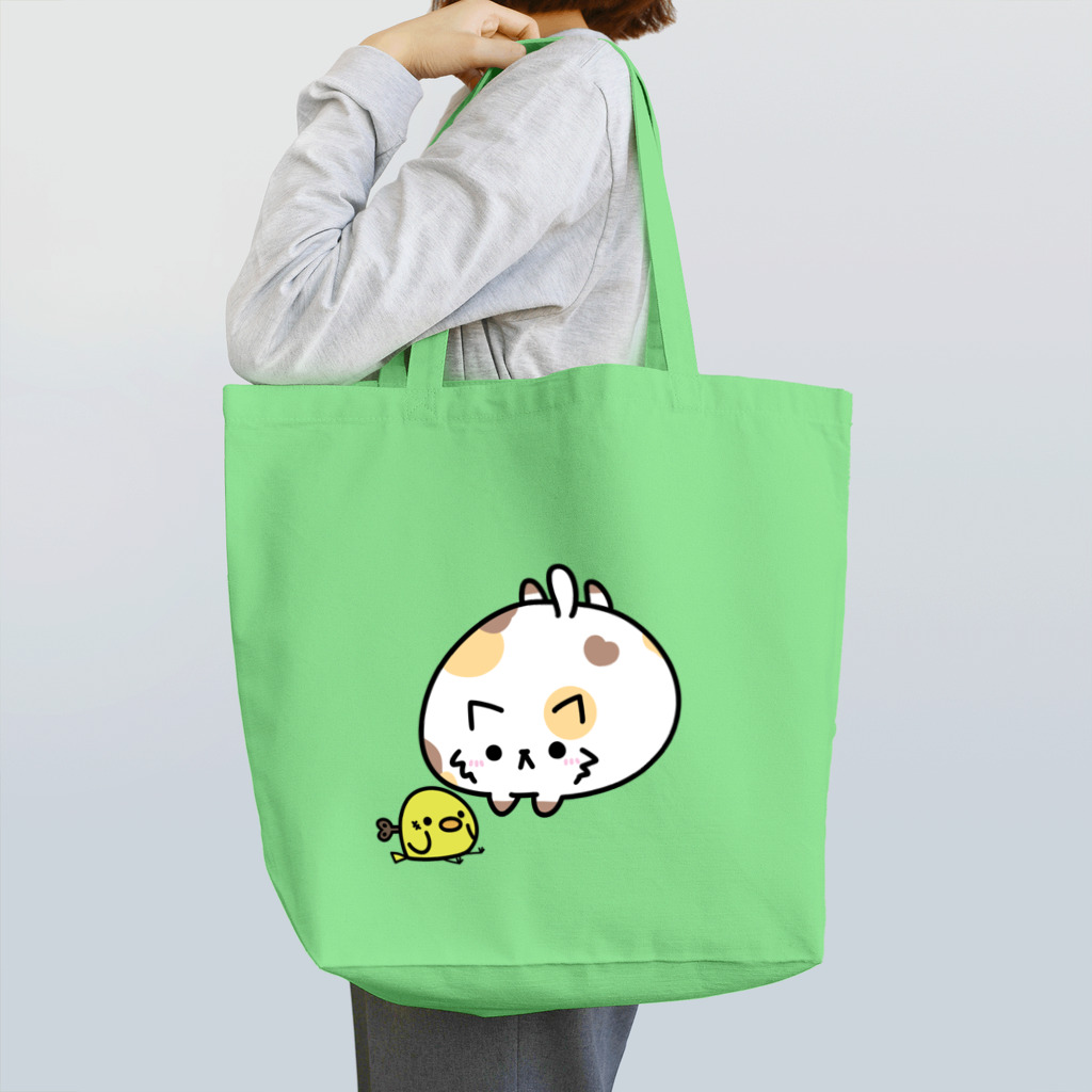 Short Catのたっぷんねことねじ巻鳥 Tote Bag