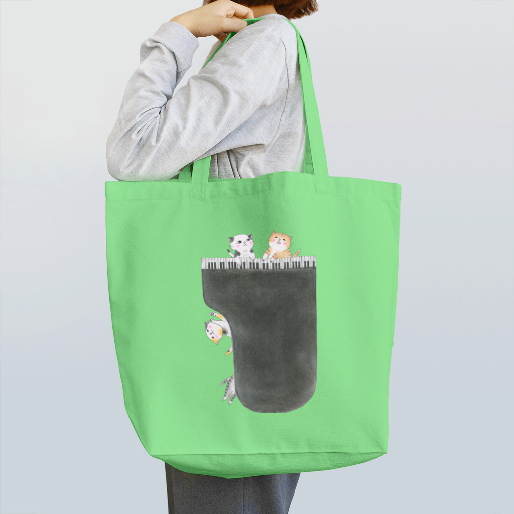 音楽雑貨でぶねこのピアノ猫 Tote Bag