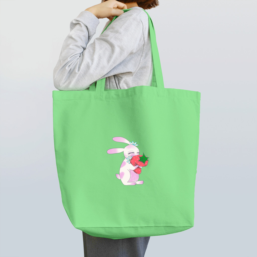 Rabbitflowerの♥らびこ♥の大好きなイチゴギュー トートバッグ