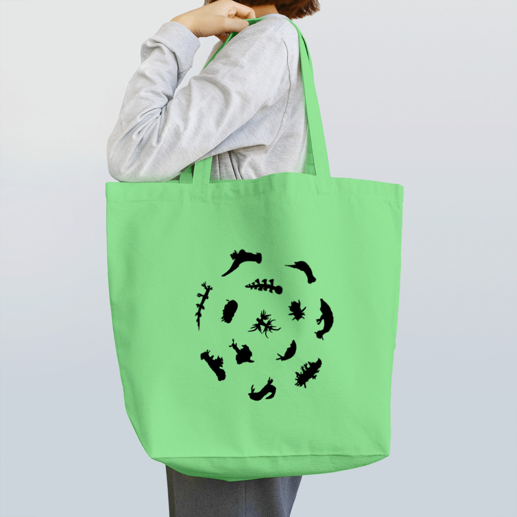 ｳﾐｳｼｬ-のウミウシルエット（ブラック＆グリーン） Tote Bag