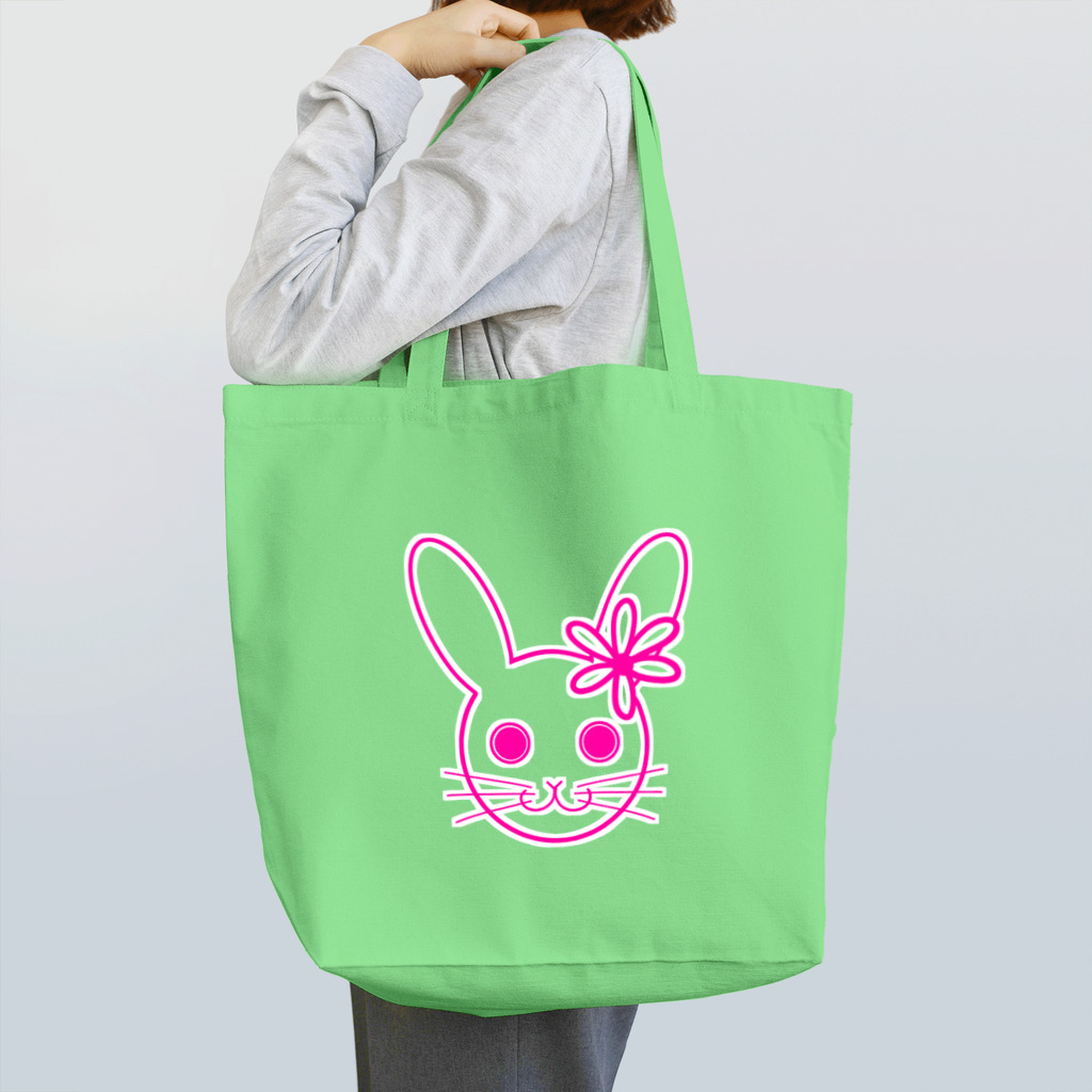 Rabbitflowerのびっくり♥らびこ♥ピンク トートバッグ