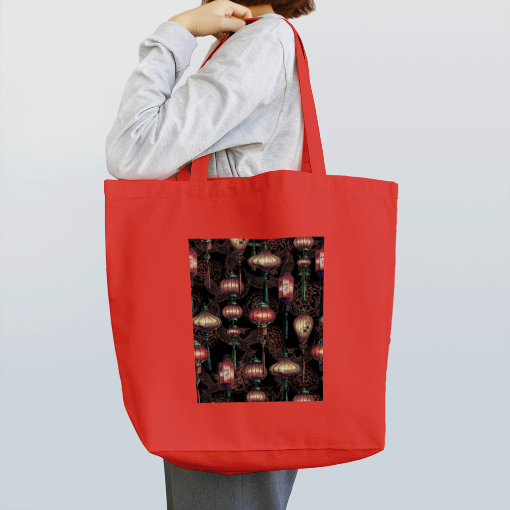 DXMOUVE(ドゥモーヴェ)の花鳥提灯柄RD Tote Bag