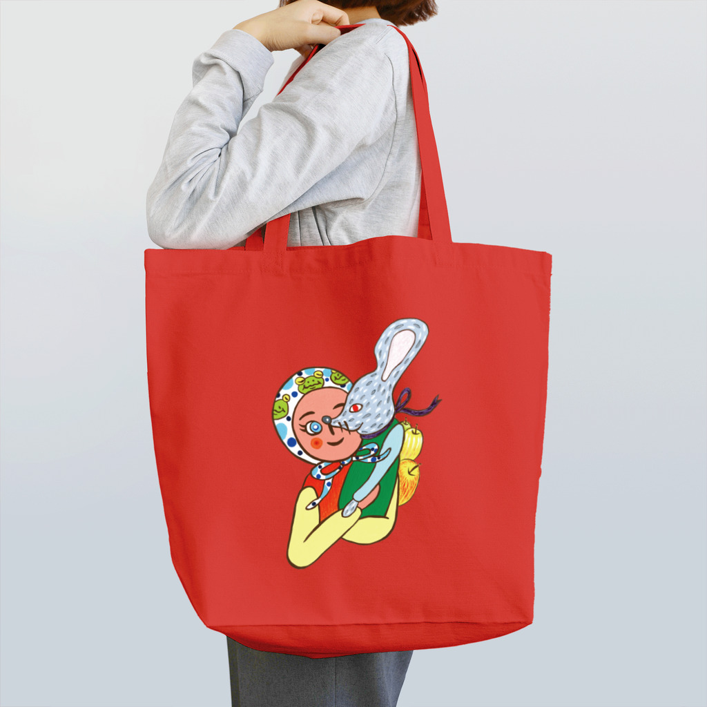 大須賀理恵のカエル頭巾の少女とネズミ トートバッグ