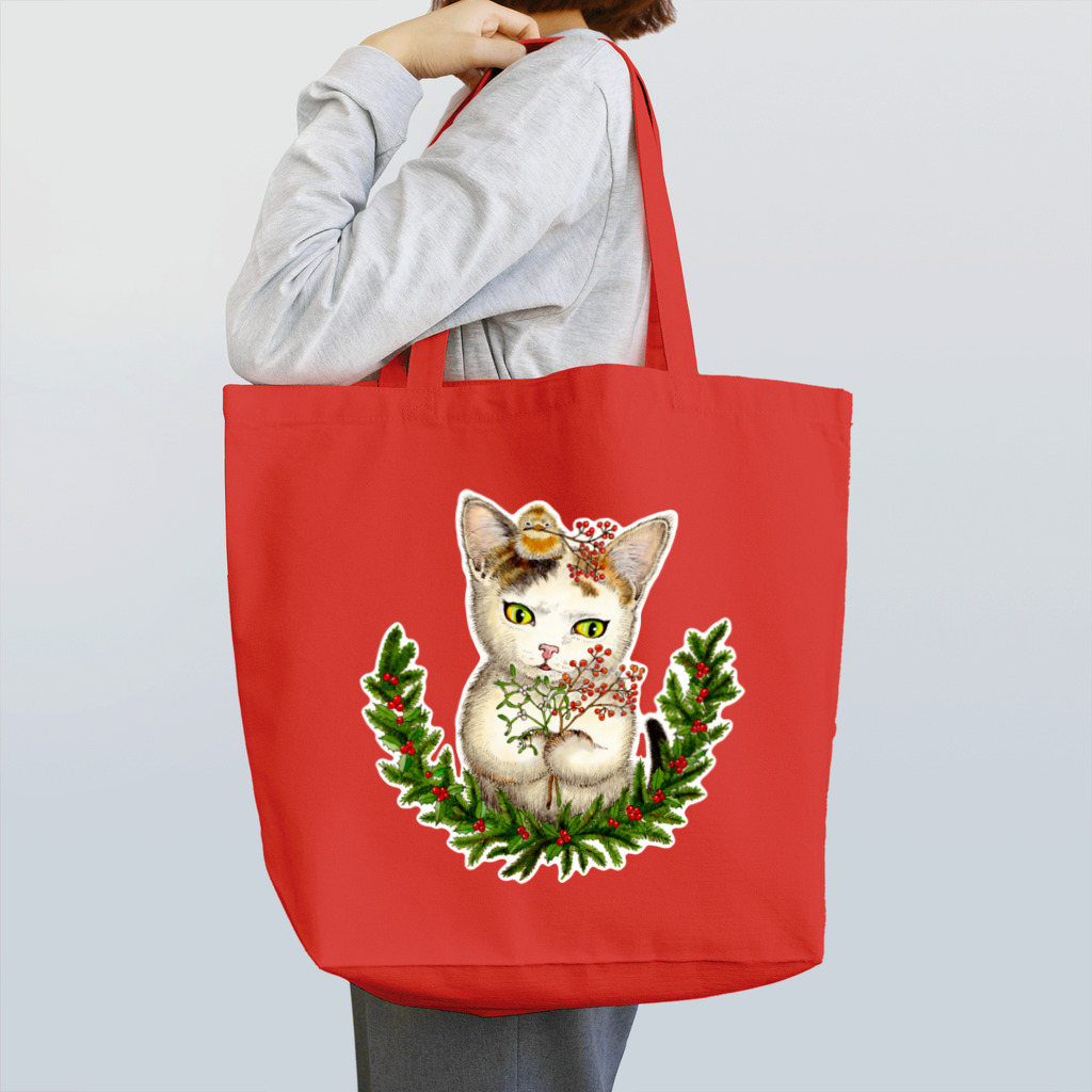 もけけ工房 SUZURI店のクリスマスびわちゃん Tote Bag