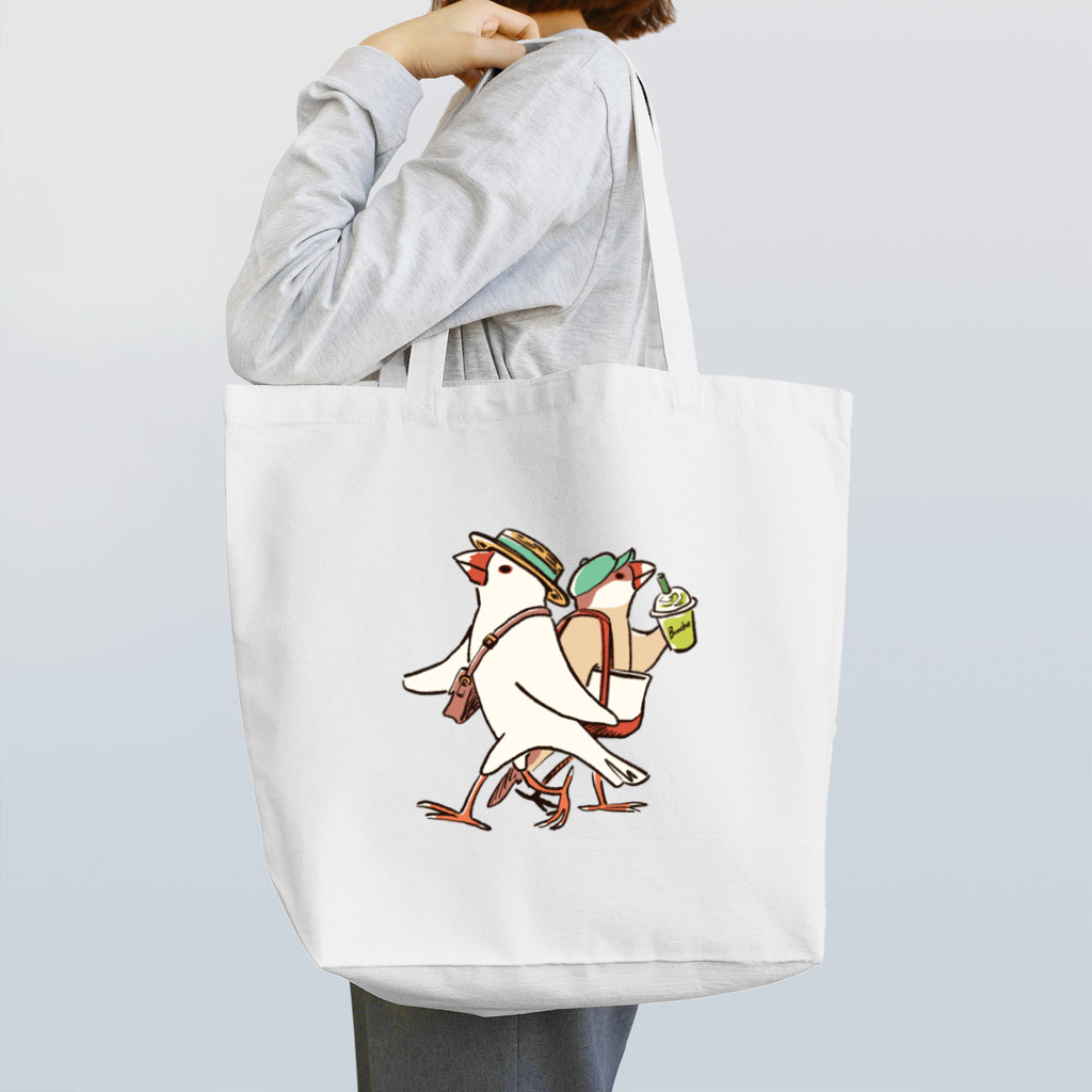 もしもしこちら文鳥のおしゃれしておでかけ文鳥 Tote Bag