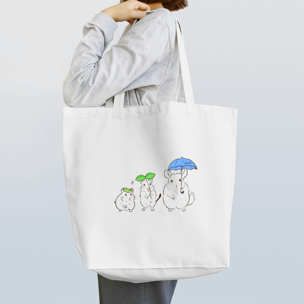 ぽこじろう雑貨店  mili mili (ミリミリ)の雨の日の小動物 Tote Bag