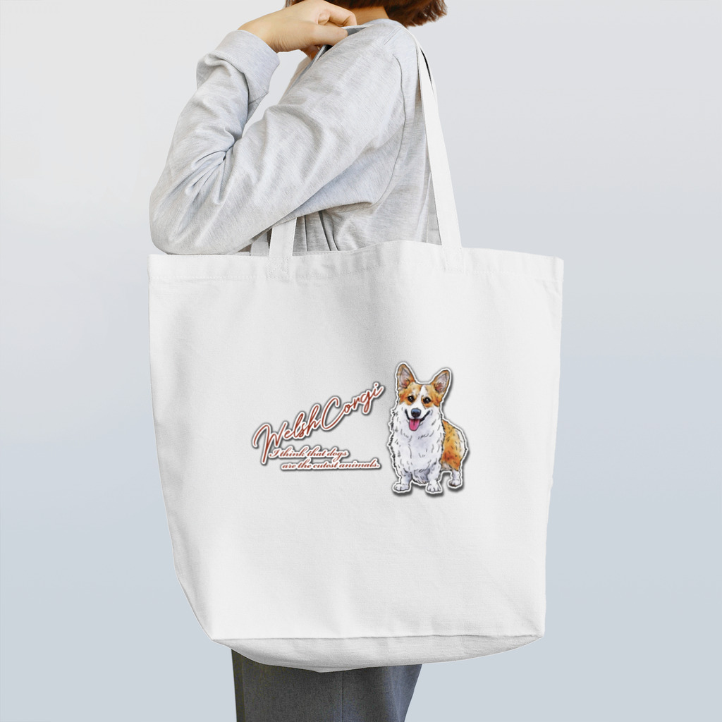 オリジナル工房プリントンの ウェルシュコーギー イラストプリント Tote Bag