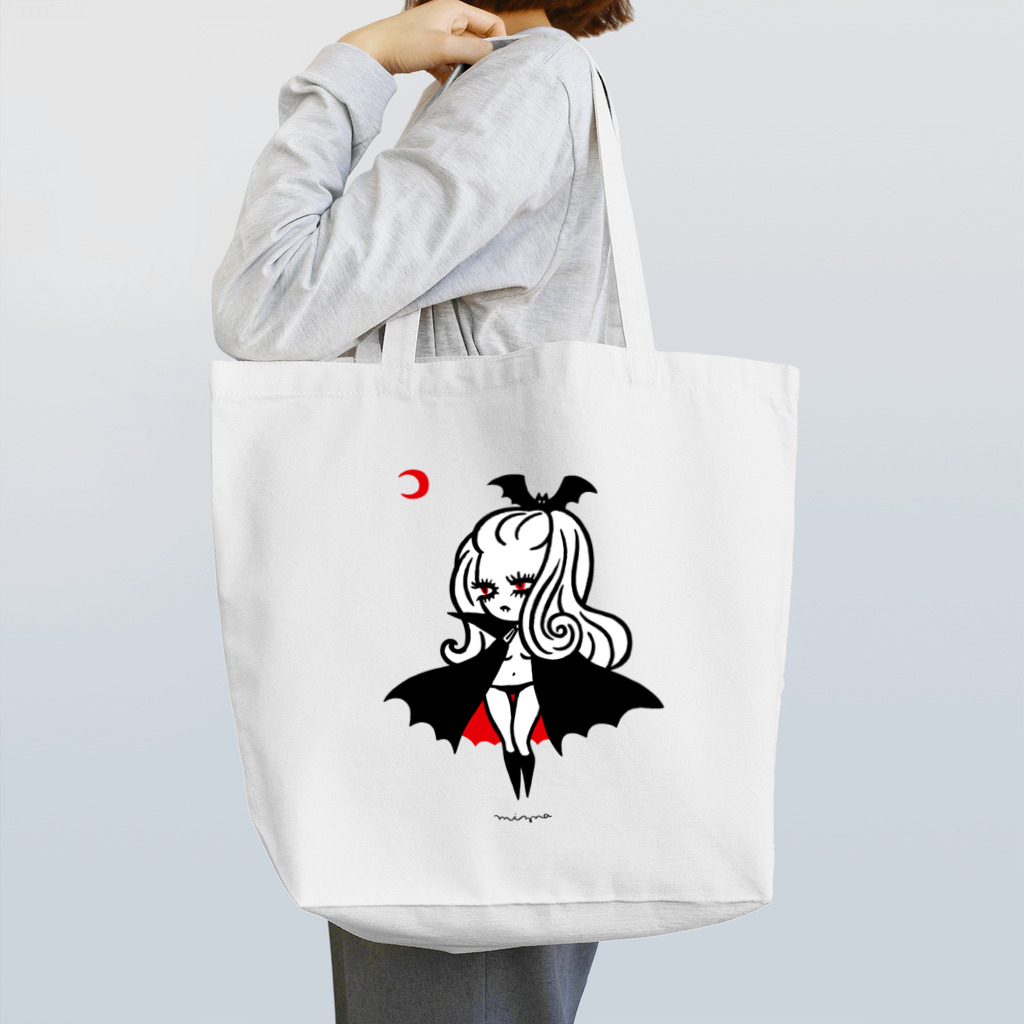 Mizna Wadaの月夜のヴァンパイアガール - ライトカラー向け Tote Bag